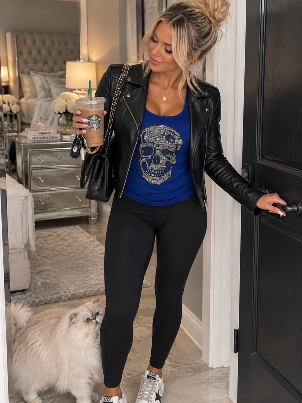 💋💙☠️💄💀 KINGS OF COLE Rhinestone Embellished Skull Tank 💀💄☠️💙💋